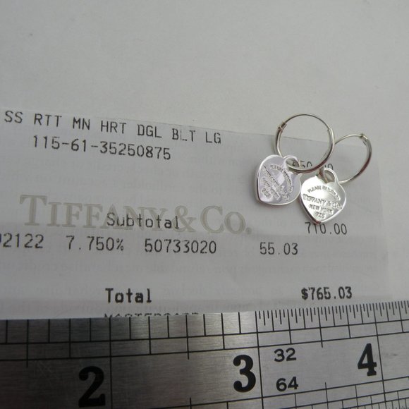 NEW Mini Heart Hoop Earrings Return to Tiffany & Co 925 Solid Sterling Silver - Picture 14 of 16